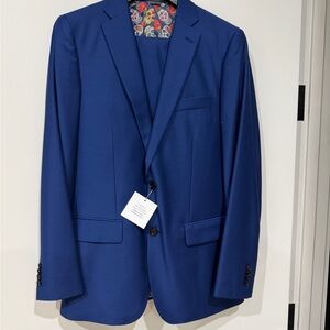 NWT Indochino Blue Custom Suit • Sugar Skull Lining • Jacket 40, Pants 34